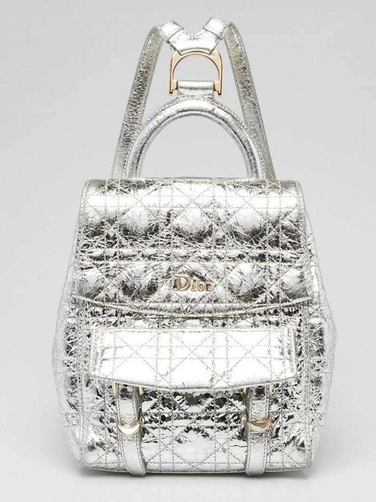 Christian Dior Silver Cannage Quilted Leather Stardust Small Backpack Bag main image 9
